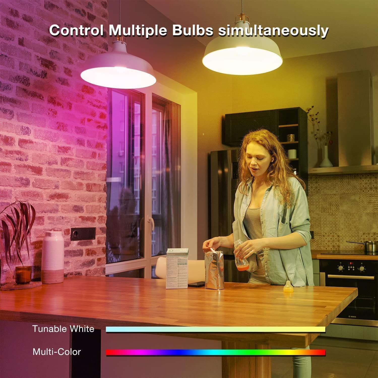Smart Light Bulbs, RGBCW Wifi Multicolor Led Light Bulbs Compatible with Alexa & Google Home Assistant, A19 E26 9W 60W Equivalent 800Lumen, App Control, No Hub Required, 6 Pack