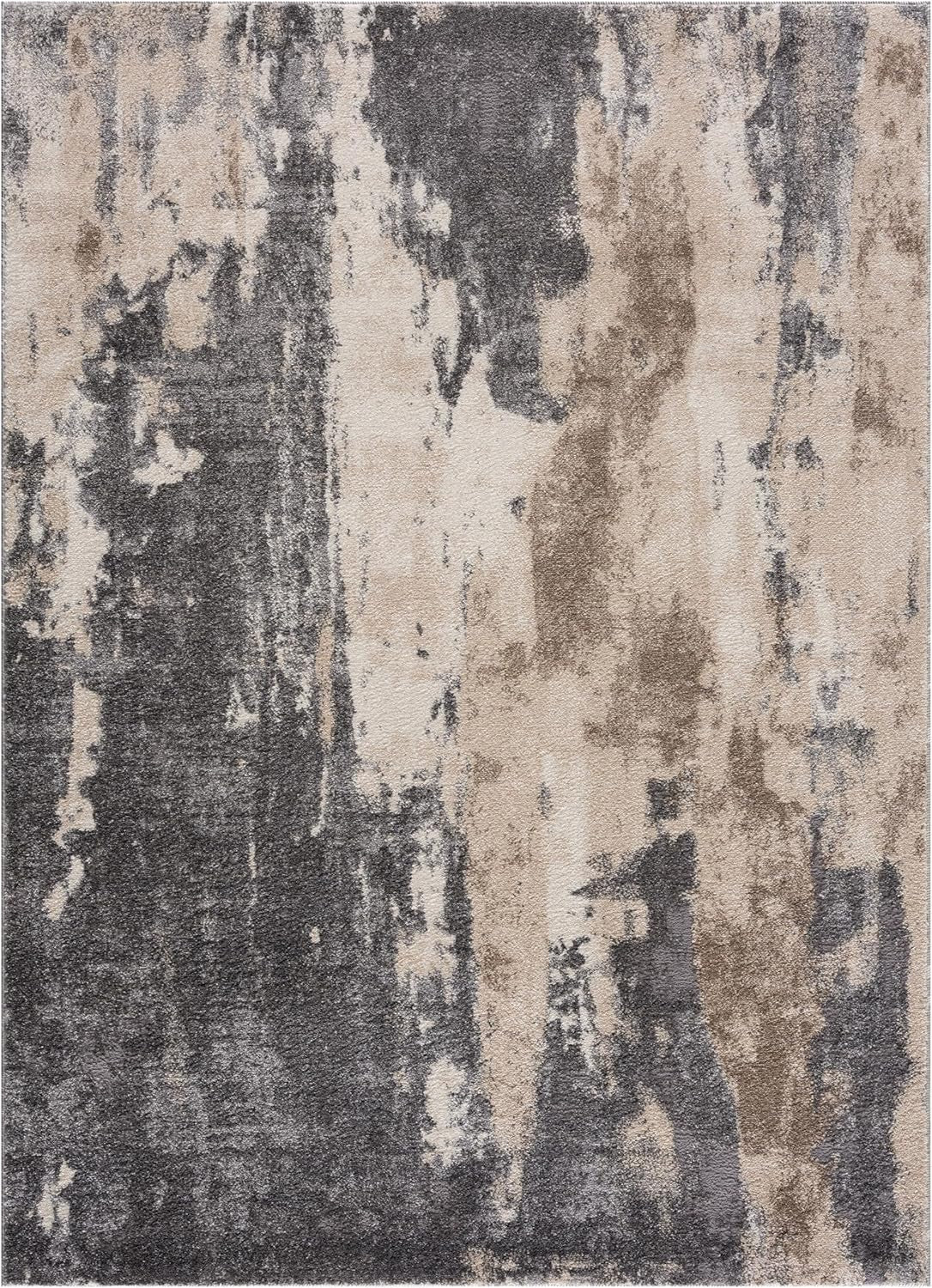 Euston Collection Gray-Gray 4X5 Modern Abstract Area Rug