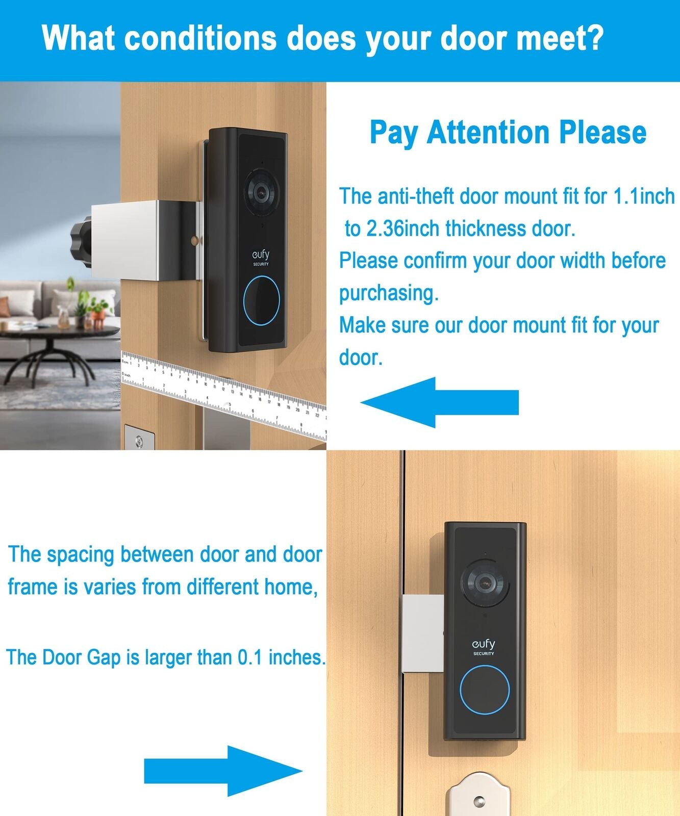 Anti-Theft Door Mount for Eufy Video Doorbell E340 Metal Mount Made of High-H...