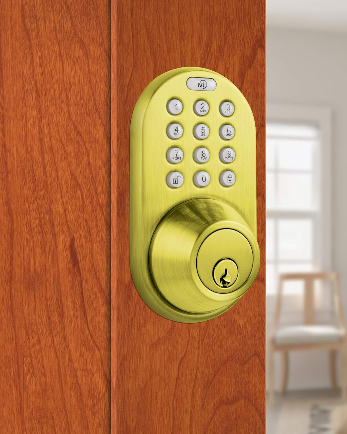 TF-02P Digital Deadbolt Door Lock with Electronic Keypad for Exterior Doors, Polished Brass