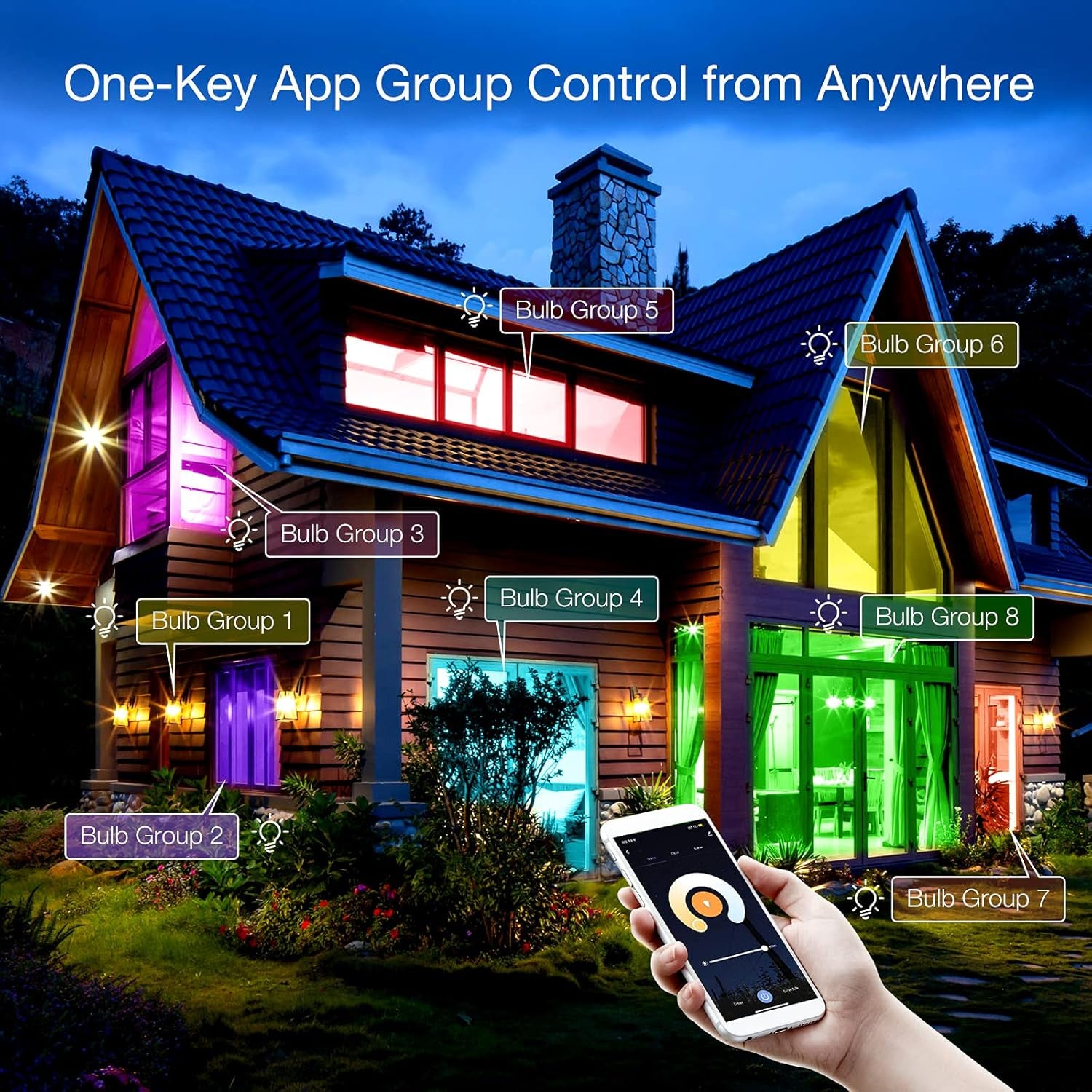 Smart Light Bulbs, RGBCW Wifi Multicolor Led Light Bulbs Compatible with Alexa & Google Home Assistant, A19 E26 9W 60W Equivalent 800Lumen, App Control, No Hub Required, 6 Pack