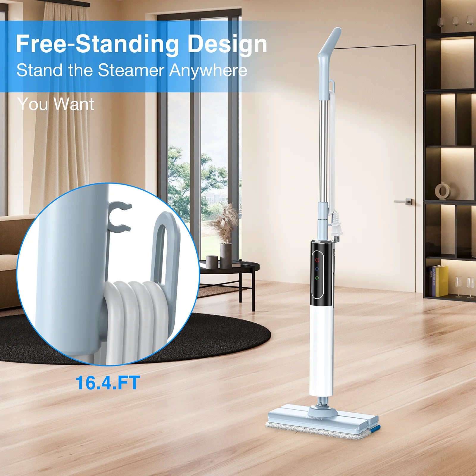 Steam Mop, Floor Steamer with 4 Washable Pads, Steam Cleaner for Cleaning Hard Floors, Carpet