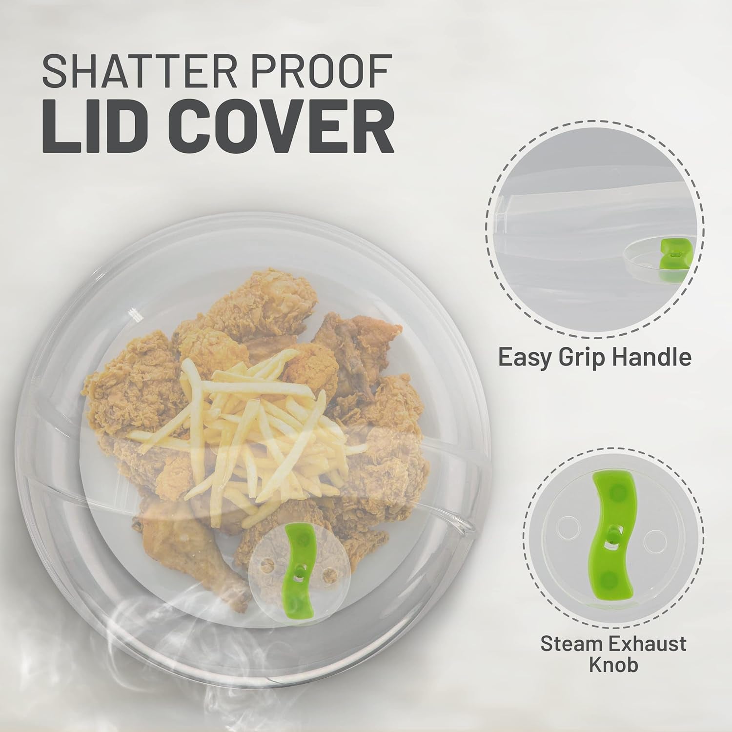 Microwave Cover for Food, Microwave Splatter Proof Plate Guard, Microwave Lid Food Cover for Microwave Oven with Steam Vents, Clear Dishwasher Safe BPA Free Plastic, 10 Inch, 2 PK – by