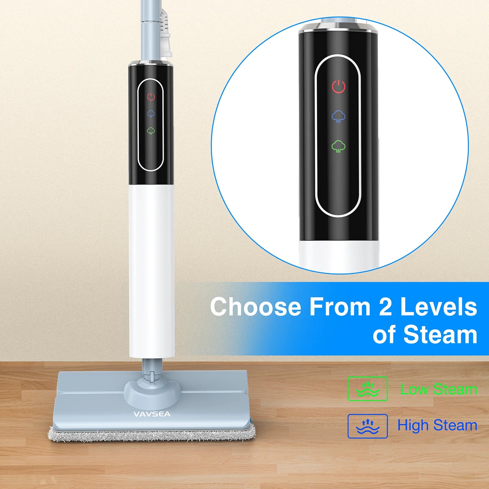 Steam Mop, Floor Steamer with 4 Washable Pads, Steam Cleaner for Cleaning Hard Floors, Carpet