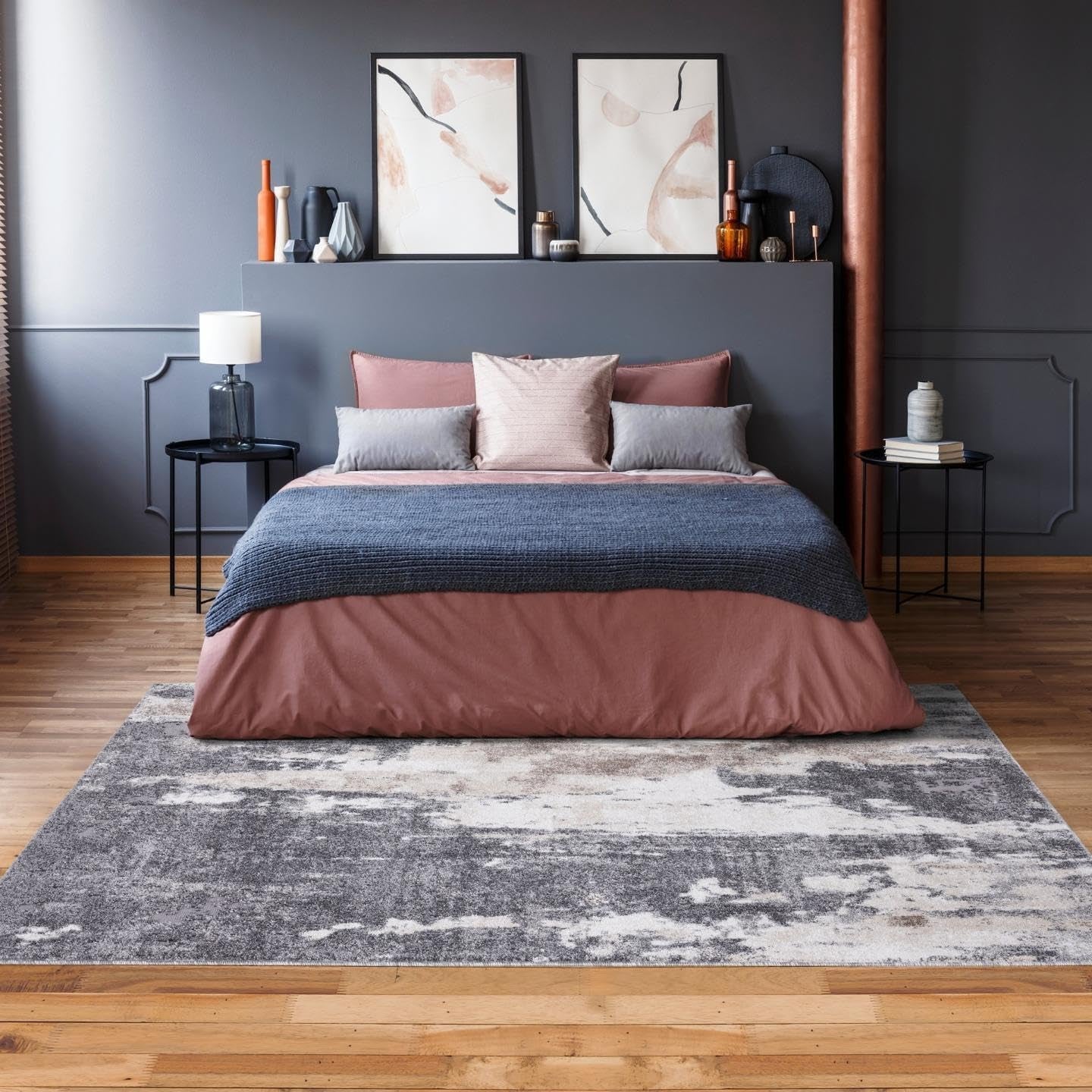 Euston Collection Gray-Gray 4X5 Modern Abstract Area Rug