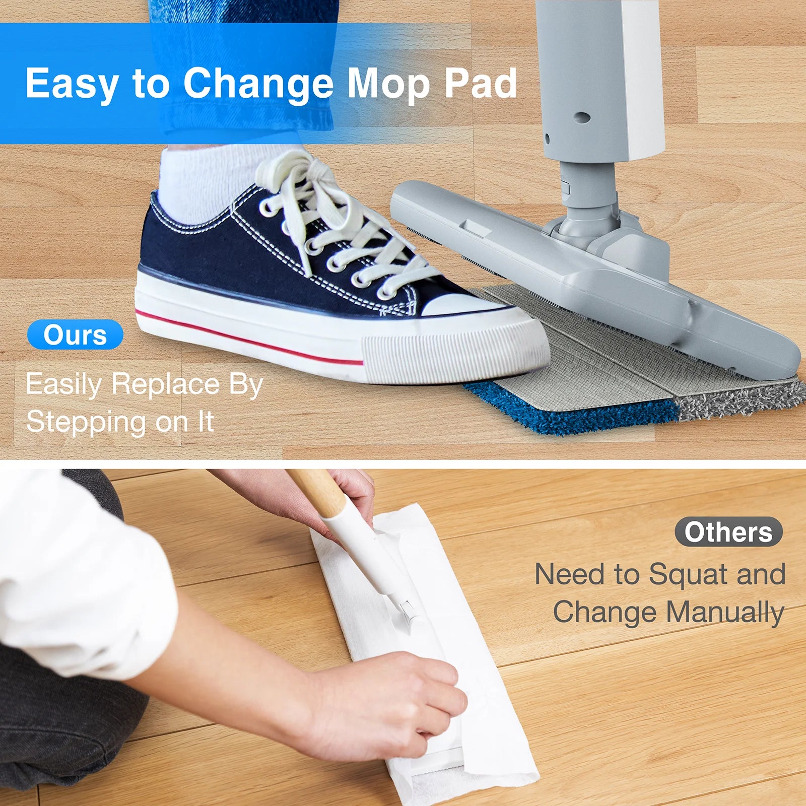 Steam Mop, Floor Steamer with 4 Washable Pads, Steam Cleaner for Cleaning Hard Floors, Carpet
