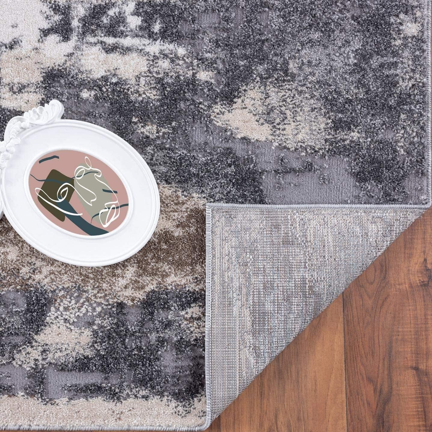 Euston Collection Gray-Gray 4X5 Modern Abstract Area Rug