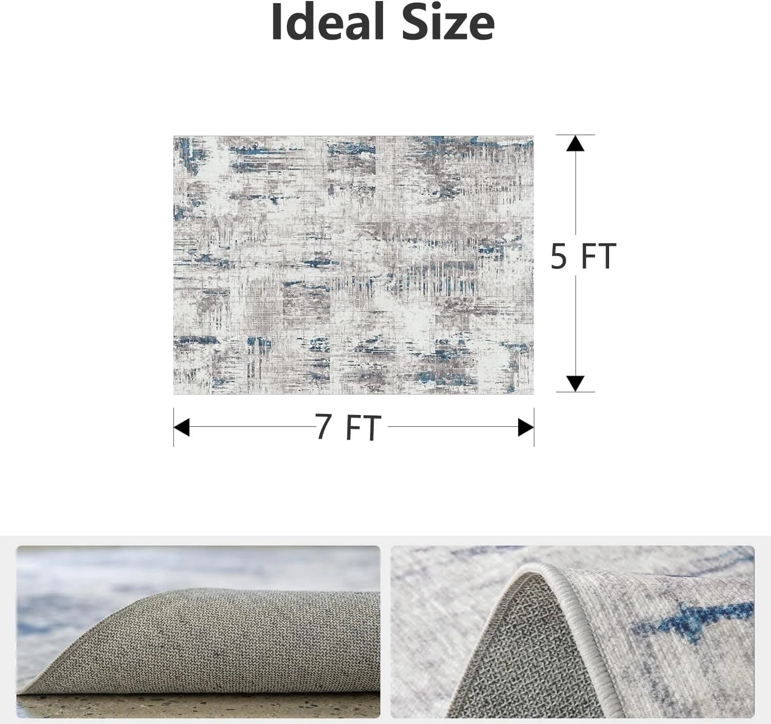 5'X7' Area Rugs for Living Room Modern Abstract Area Rugs Machine Washable Rugs Soft Neutral Carpet Rugs for Bedroom Dining Room Office Playroom Aesthetic Home Decor Non Slip Rug Navy Blue