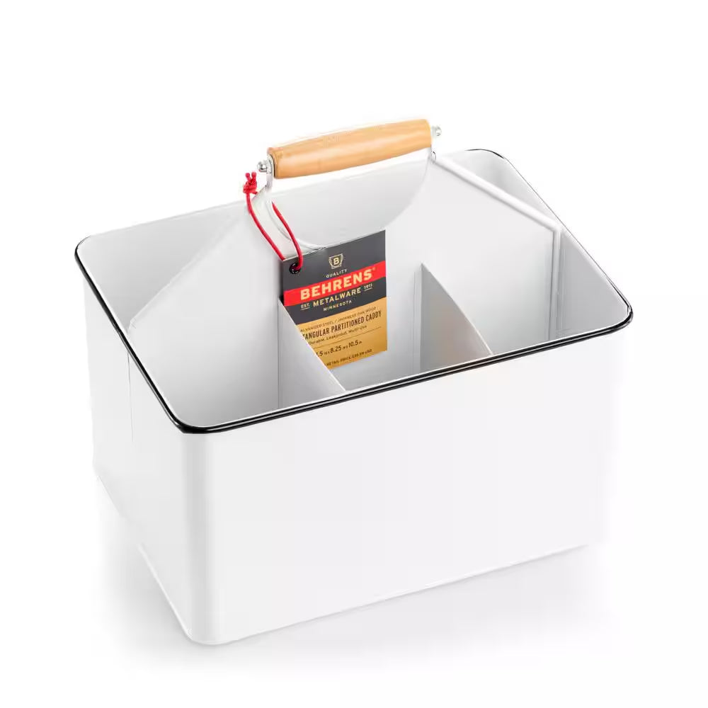 Galvanized Square Cleaning Caddy in White