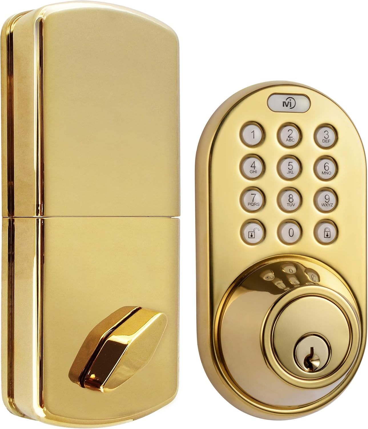 TF-02P Digital Deadbolt Door Lock with Electronic Keypad for Exterior Doors, Polished Brass