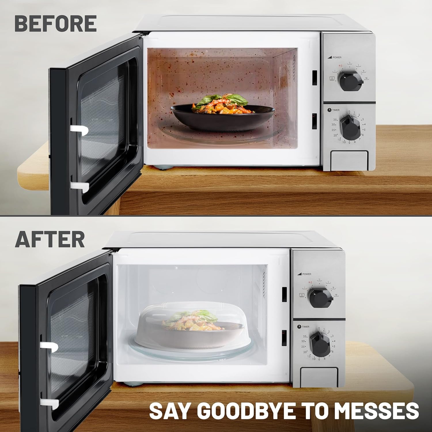 Microwave Cover for Food, Microwave Splatter Proof Plate Guard, Microwave Lid Food Cover for Microwave Oven with Steam Vents, Clear Dishwasher Safe BPA Free Plastic, 10 Inch, 2 PK – by