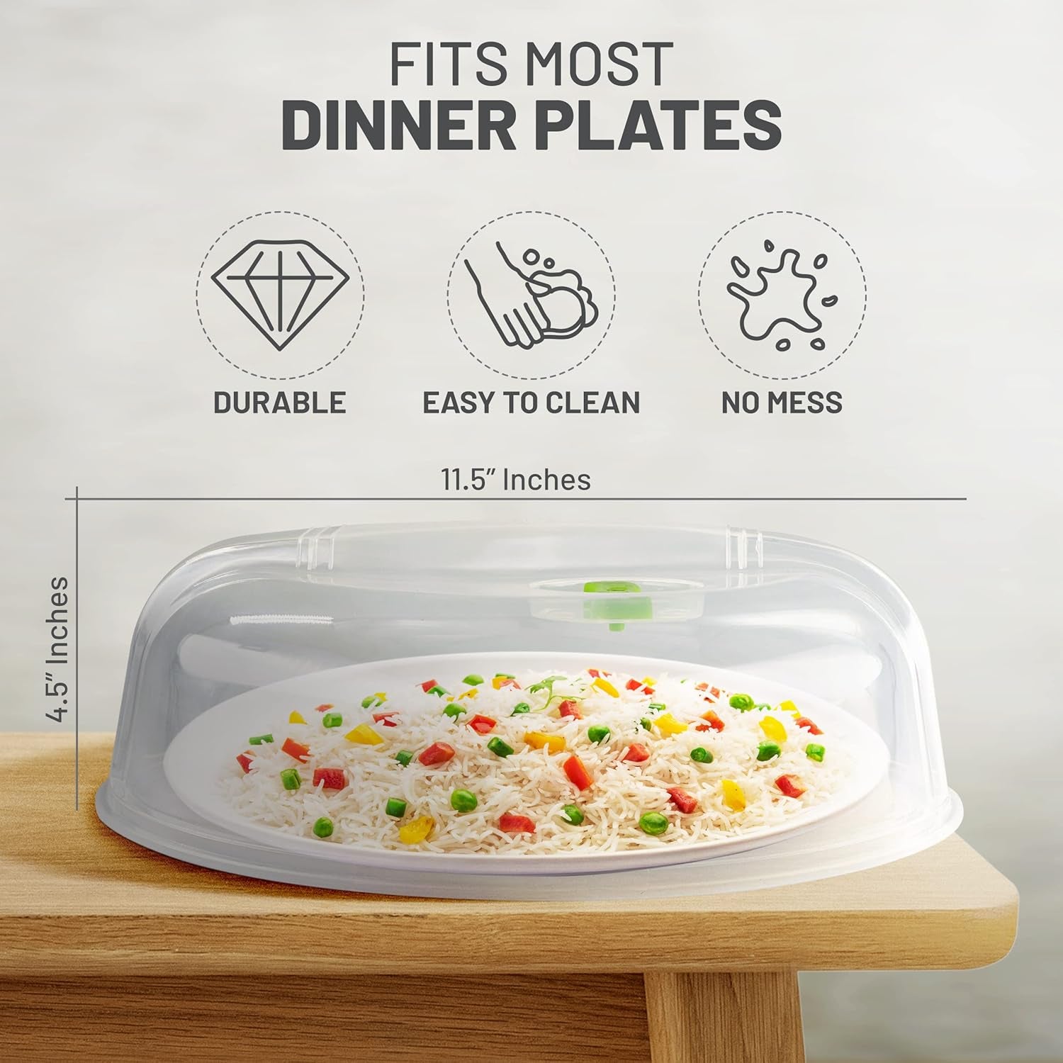 Microwave Cover for Food, Microwave Splatter Proof Plate Guard, Microwave Lid Food Cover for Microwave Oven with Steam Vents, Clear Dishwasher Safe BPA Free Plastic, 10 Inch, 2 PK – by