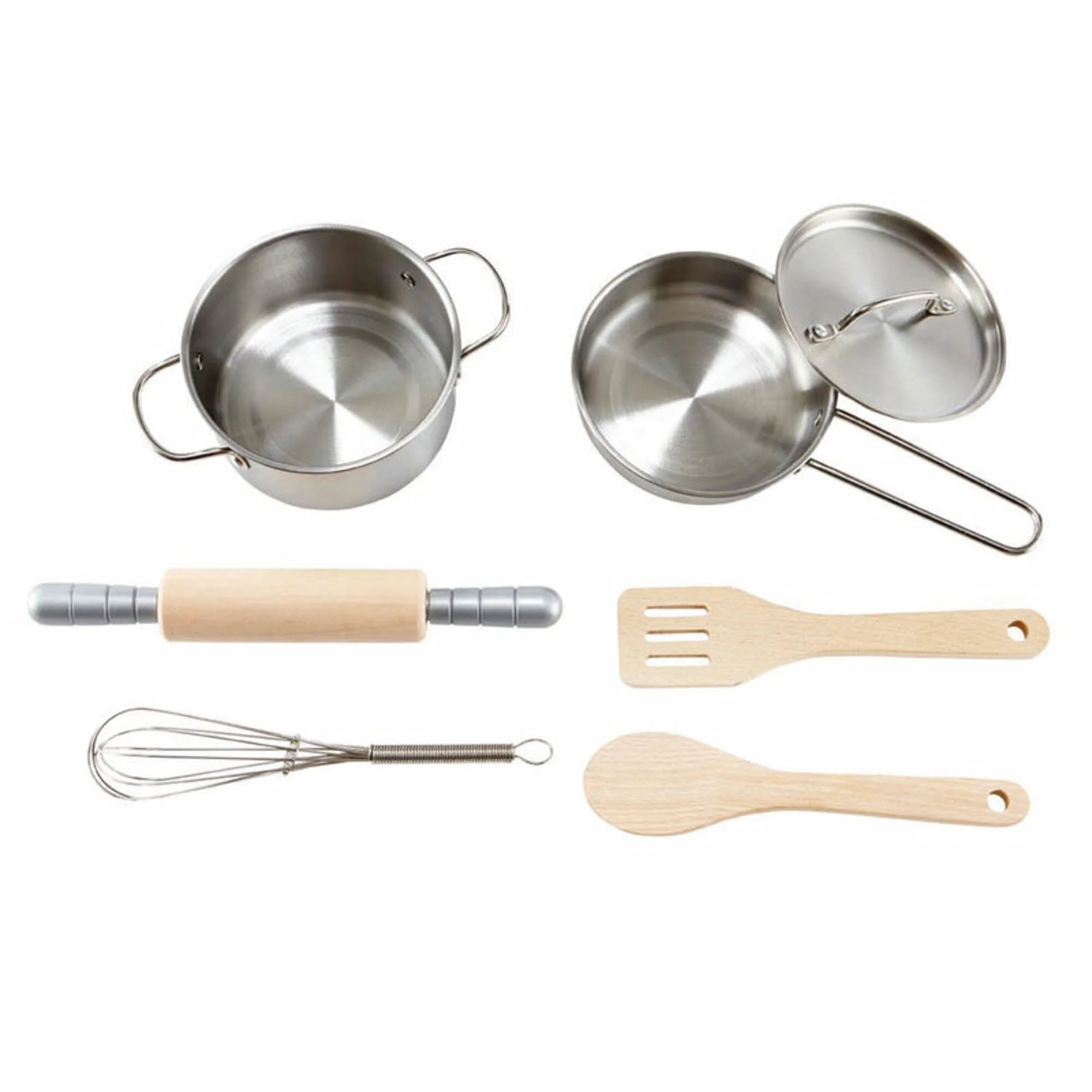 Chef'S Choice Kids Cooking Kit, 7 Pieces, Wooden & Stainless Steel Kitchen Accessories