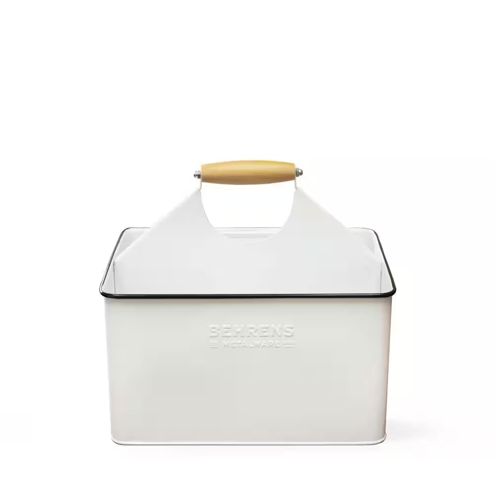 Galvanized Square Cleaning Caddy in White